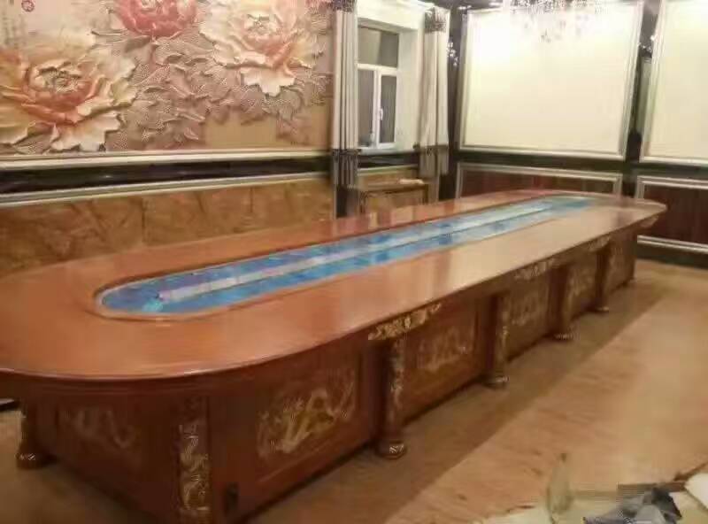 电动酒店餐桌大圆桌会所20人餐桌带转盘饭店岩板