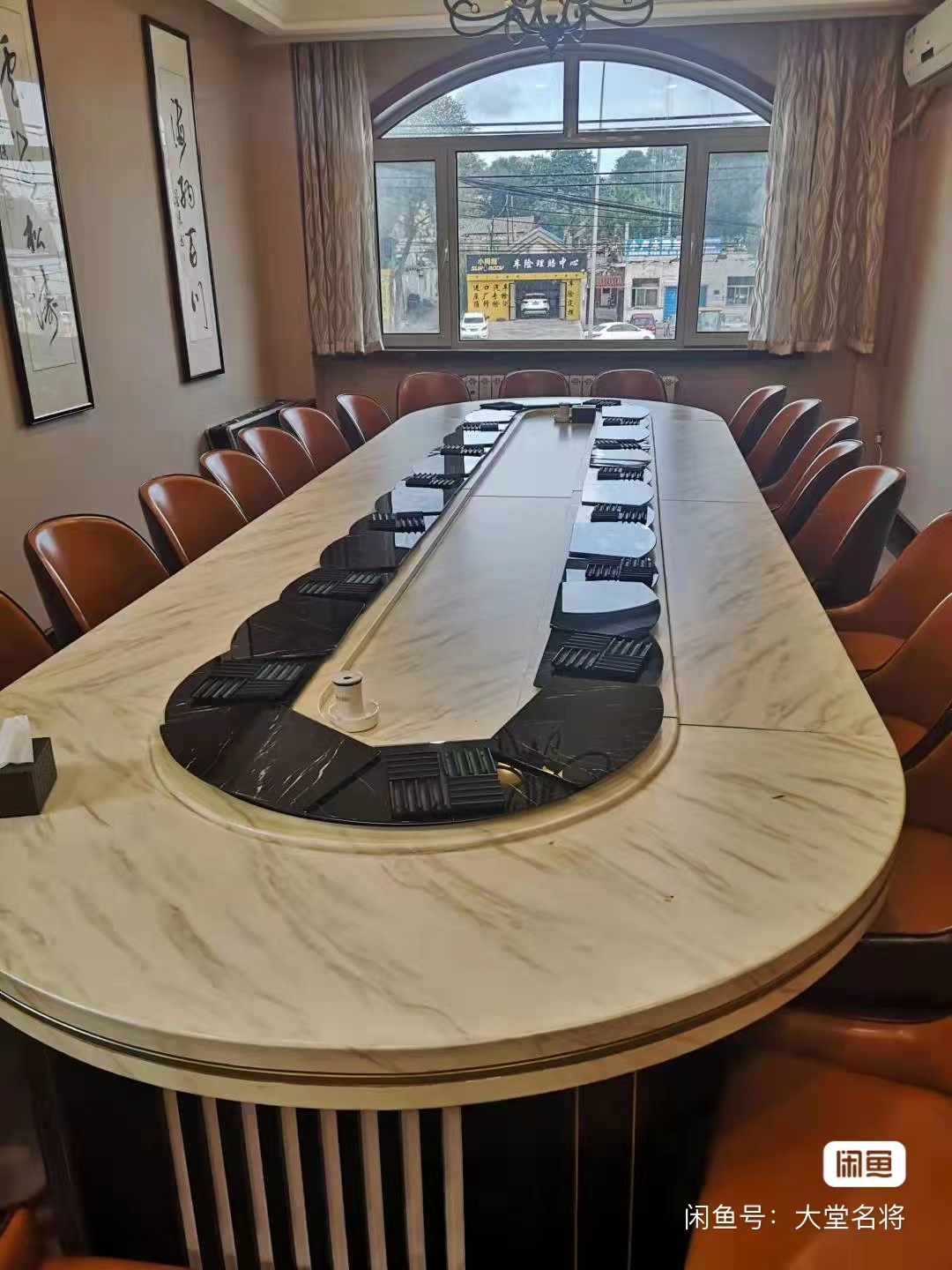 酒店餐桌大圆桌电动转盘私人宴会多人位包厢别