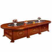 实木电动餐桌大圆桌酒楼轻奢高端新中式岩板餐